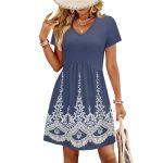 Summer Dresses For Women 2026 Empire Waisted Maternity Dress Short Sleeve V Neck Casual Dresses With Pockets