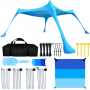 3M Beach Tent Sun Shelter Tent Set With Beach Mat Ropes Sand Shovel Bag