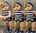 Black And White Satin Ruffle Romper Set 9-12M
