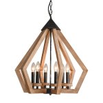 Prism Wooden Chandelier 6 Light