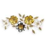 Flower & Leaf Wall Decoration Black Gold & White