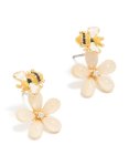 Goldair Gold Plated Cutesy Pink Flower & Enamel Bee Stud Earrings