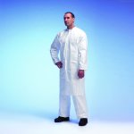 Dupont Lab Coat Tyvek 500 Size XL Model Ty PL30 S Wh 09 2 Pockets White Pe-spunbond Nonwoven With Zipper Pack Of 50