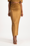 Tessa Plisse Maxi Skirt - Toffee - XS