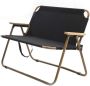 2 Persons Wood Armchair Double Backrest Folding Camping Chair