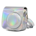 Aurora Oil Paint Full Body Camera Pu Leather Case Bag With Strap For Fujifilm Instax MINI 9 MINI 8+ MINI 8 Silver