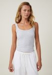 Cotton On Staple Rib Double Scoop Tank - Grey Marle