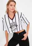 Space Jam Licensed Printed Crop Knitted T-shirt- White