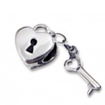 C49-C10604 - 925 Sterling Silver Heart Lock & Key European Charm Bead