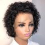 15.24 Cm Short Curly Lace Front Wigs Human Hair 13X1 Pixie Cut Short Curly Human Hair Wigs Pixie Cut HD Lace Front Wigs Plucked