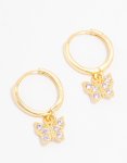 Goldair Gold Plated Sterling Silver Cubic Zirconia Butterfly Earrings
