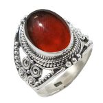 Fine Sterling Silver Ring For Womens Garnet Ring Sterling Silver Trendy Ring January Birthstone Bezel Set Gemstone Ring
