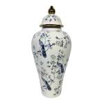 Ginger Jar White & Blue With Peacock 35X65CM