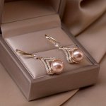 1 Pair Simple Elegant Faux Pearl Geometric Shape Drop Earrings Champagne Faux Pearl Jewelry Party Jewelry Gifts For Girls