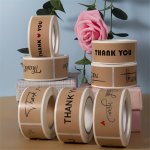 120PCS ROLL Thank You Stickers Adhesive Kraft Paper Labels Thank You For Your Order Sealing Stickers Baking Cake Stickers