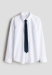 2 Piece Shirt And Tie Set - White & Blue