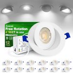 Zouzai 4 Inch Gimbal LED Recessed Light 360+90 Adjustable Dimmable 5CCT Directional Retrofit Eyeball Downlight With J-box 2700K