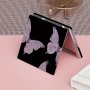 Luminous Butterfly Pattern Square Folding Mirror Simple Style Double Side Compact Mirror Vanity Mirror For Purse Perfect For Travel And Touch-ups