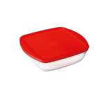 2LT Square Baking Tray With Lid Red