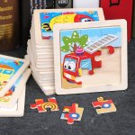 11 11CM 4.3 4.3IN 1PC Kids Wooden Puzzle Cartoon Animal Traffic Tangram Wood Puzzle Toys Educational Jigsaw Toys For Children Gi