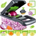 1 Set Kitchen Vegetable Chopper 14-IN-1 Vegetable Chopper Food Cutter With 8 Stainless Steel Blades And Container Ideal For Slic