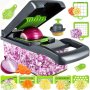 1 Set Kitchen Vegetable Chopper 14-in-1 Vegetable Chopper Food Cutter With 8 Stainless Steel Blades And Container Ideal For Slicing Onions Garlic Eid Al-Adha Mubarak