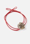 Choker Necklace- Burgundy Cord Silver Rose