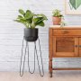Hairpin Plant Stand - Black - Black Stand With Black Moon Planter Excl. Plant