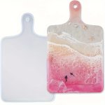 1PC Resin Tray Molds Rectangular Cutting Board Epoxy Resin Molds Large Resin Tray With Handle Serving Tray Silicone Mold For Diy