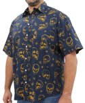 Mens Short Sleeve Printed Shirt - 8XL Nav gold