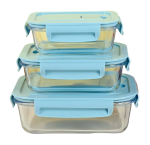 3 Piece Glass Food Storage Containers With Airtight Lids Glass Meal Container