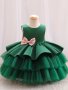 Girls' Gorgeous Backless Layered Gauze Princess Dress With Bowknot Baby One Year Birthday Performance Party Puffy Gown Dress