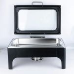 Black 10QT Chafing Dish Buffet Set Rectangular Chafing Dishes For Buffet With Glass Lid Serving Utensils Stainless Steel Chafers