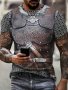 Men's 3D Digital Retro Style Armour Vest Like Graphic Pattern Print Crew Neck And Short Sleeve T-shirt For Summer Outdoors Wear Novel And Stylish