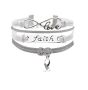 Faith Hope Awareness Support Infinity Bracelet - White Grey