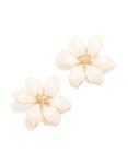 Goldair Gold Cream Enamel Swirl Statement Flower Stud Earrings