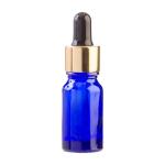 10ML Blue Glass Aromatherapy Bottle With Pipette - Black & Gold Collar 18 60