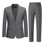 Women's 2 Piece Pant Suit Dressy Business Casual Outfits Notched Collar Blazer Professional Pantsuits Set For Work Office Grey
