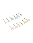 Kids Silver Pearl & Butterfly Stud Earrings 6-PACK