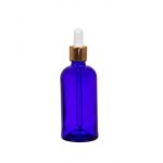 30ML Blue Glass Aromatherapy Bottle With Pipette - White & Gold Collar 18 78