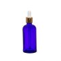 30ML Blue Glass Aromatherapy Bottle With Pipette - White & Gold Collar 18/78