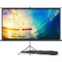 100 Inch Indoor And Outdoor Projector Screen With Stand For Movies Or Presentations - HD Premium 16:9 Folding Free Tripod Screen With Carry Bag And St