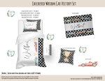 Kids Duvet Set Checkered Wroom Car Victory