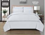 Simon Baker T200 Cotton Percale Embroidered Duvet Cover Set - Sophia Marine Various Sizes - Marine King 230CM X 220CM +2PILLOW