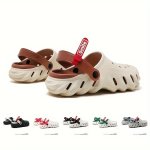 Men's Solid Hollow Out Clogs Comfy Non Slip Casual Soft Sole Eva Slippers For Men's Outdoor Activities