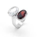 Silver Tone Double Headed Ring With Swarovski Crystals