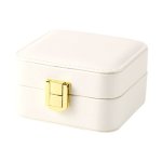 Pu Leather Latched Jewellery Holder And Organiser - Cream