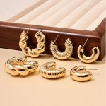 3 Pairs Of Fashionable Uv Color-preserving Electroplated Earrings Set C-shaped Earrings For Women's Daily Wear