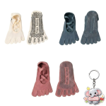 Women's Strappy Five-finger Yoga Socks With Grips - 3 Pack