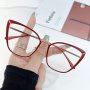 Minimalist Cat Eye Non-Prescription Glasses Full Rim Metal Frame Clear Lens Fashion Eyewear For Women